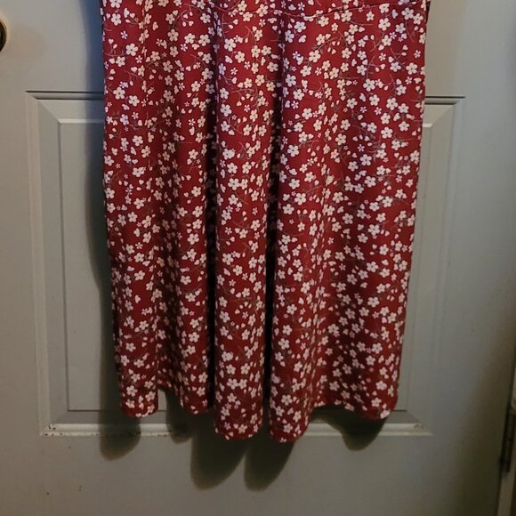 Microstar Pretty Red Floral Pullover Style Short Sleeved Dress Size XXL - Picture 2 of 9
